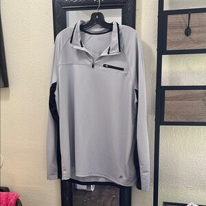 Fila Men's Light Gray and Black Quarter-Zip Jacket